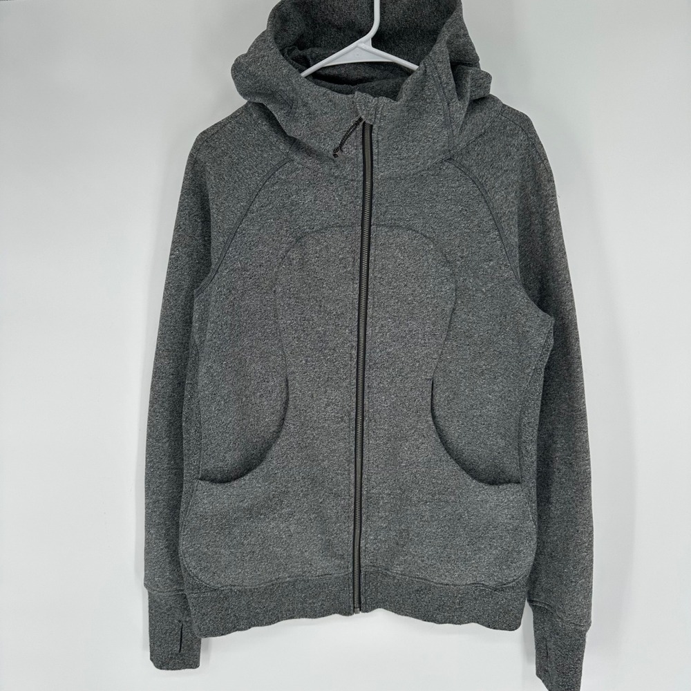 Lululemon Scuba Full Zip Hoodie Heathered Grey Fleece Jacket Size 12
